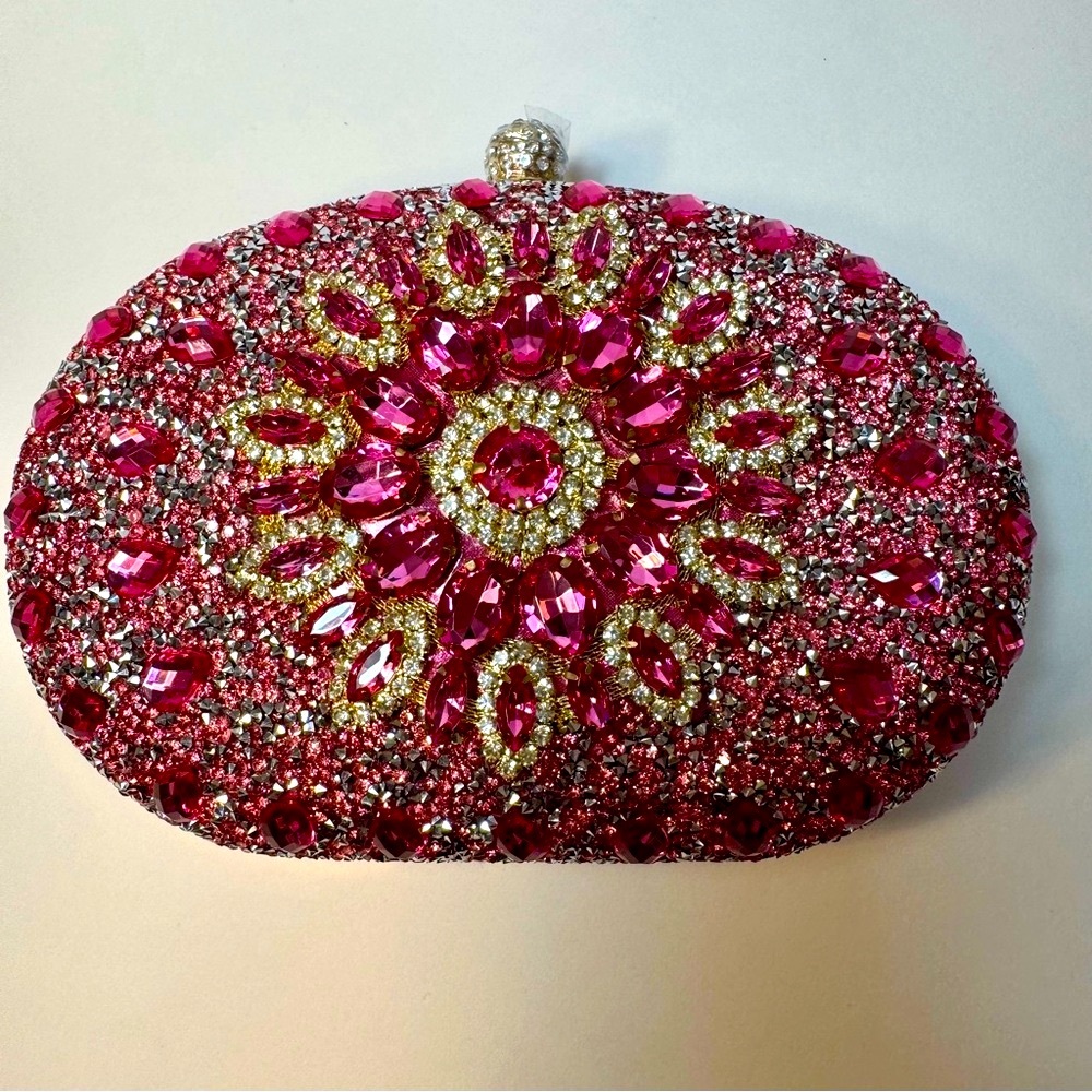 Ramla Sparkling pink rhinestones Womens Clutch Handbag